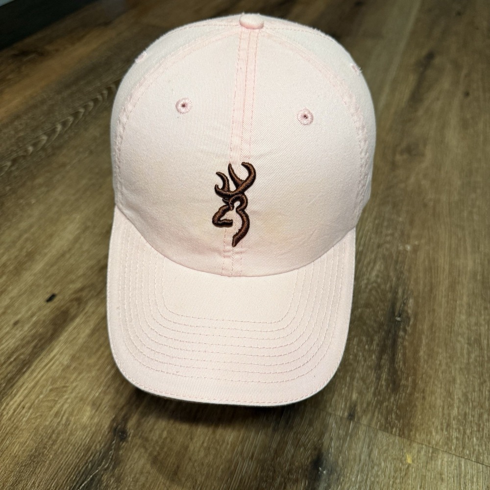 Vintage Browning Hat Pink Brown Adjustable Strap Cotton Baseball Dad Cap